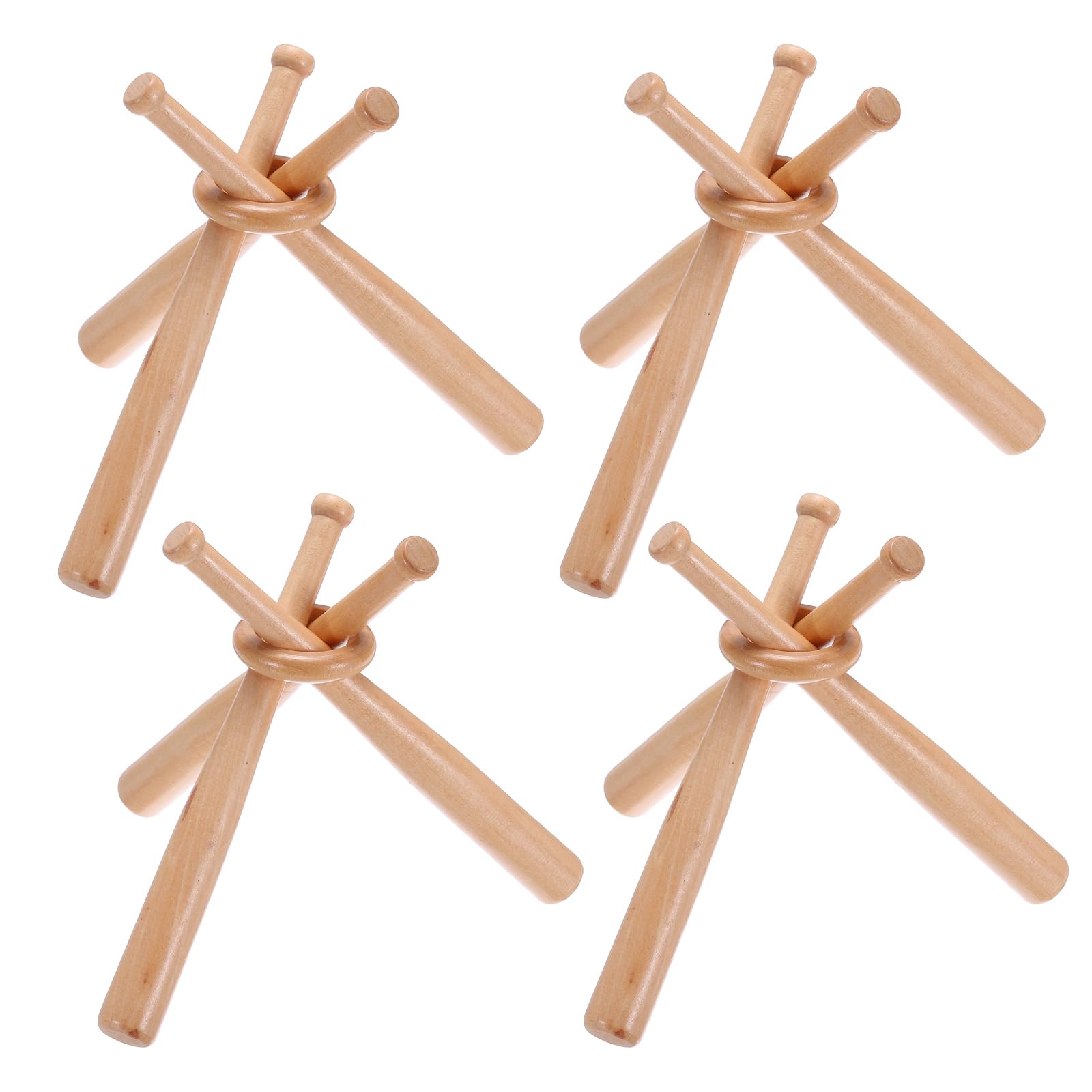 PATIKIL Baseball Stand, 4 Pcs Baseball Holders for Balls Wooden Display with Mini Baseball Bats Centerpieces Decor for Tables for Sports Lover