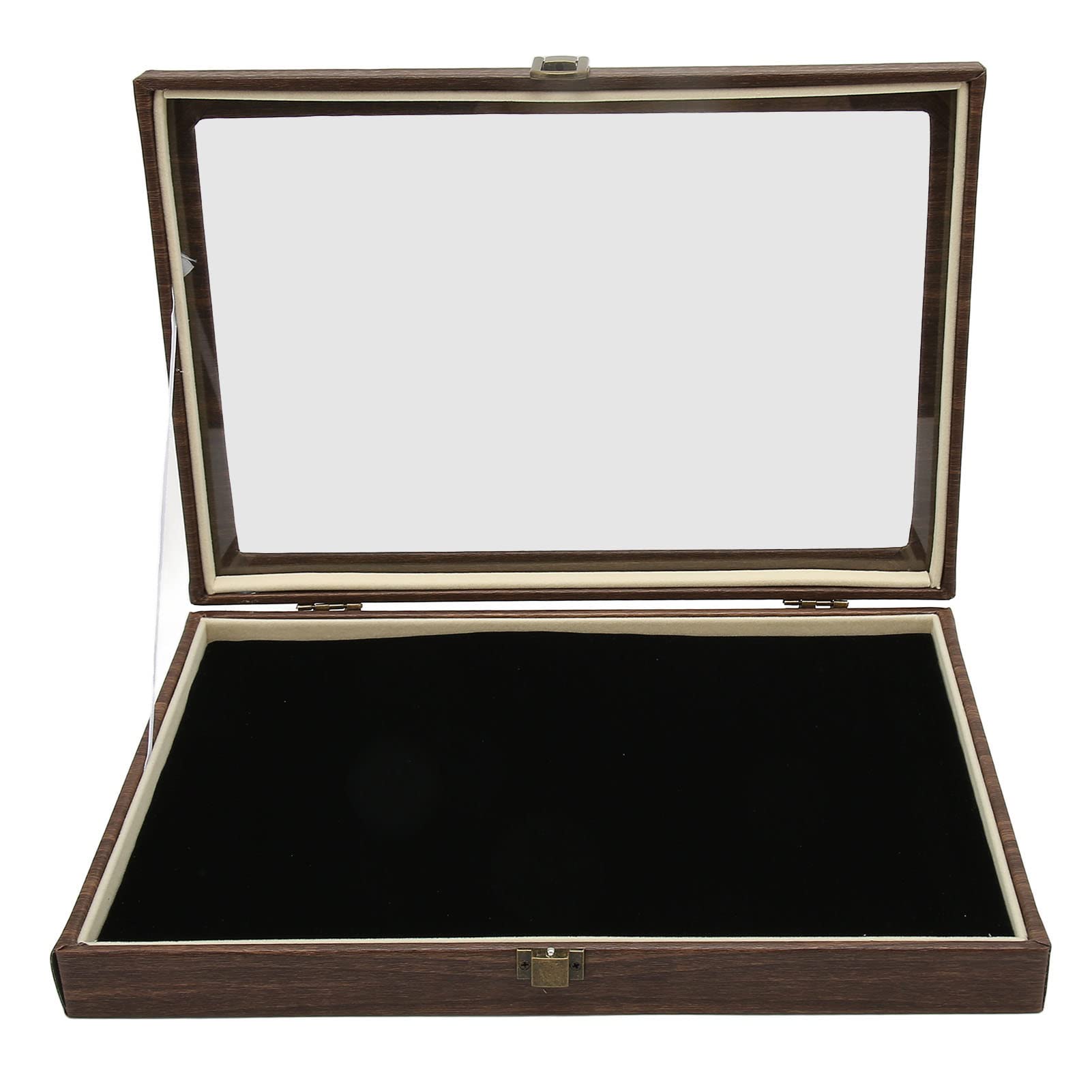 Pin Display Case, 13.7 X 9.4 X 1.9in Clear Dustproof Glass Window Pin Collection Display with Metal Lock Catch, Shadow Box Frame Medal Display Case for Enamel Pins, Medals, Awards