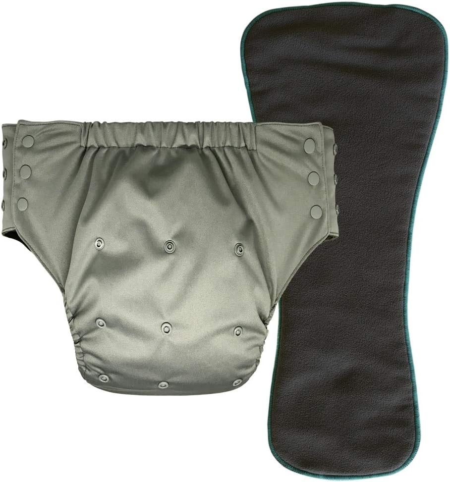 Pull On Cloth Diaper with Tabs - Special Needs Briefs with Insert for Big Kids, Teens and Adults (Extended, Grey)