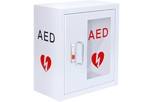 Likom Cabinet Defibrillator Wall Mount Storage Cabinet,AED Cabinet Stainless Steel Storage Cabinet with Snap Lock Fits All Brands Cardiac Science, 14.2 x 7.8 x 15.7 Inch