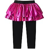 DXTON Toddler Girls Tutu Leggings with Skirt Stretchy Ruffle Capri Footless Skirted Pant Birthday Party for Kids 3-10 Years