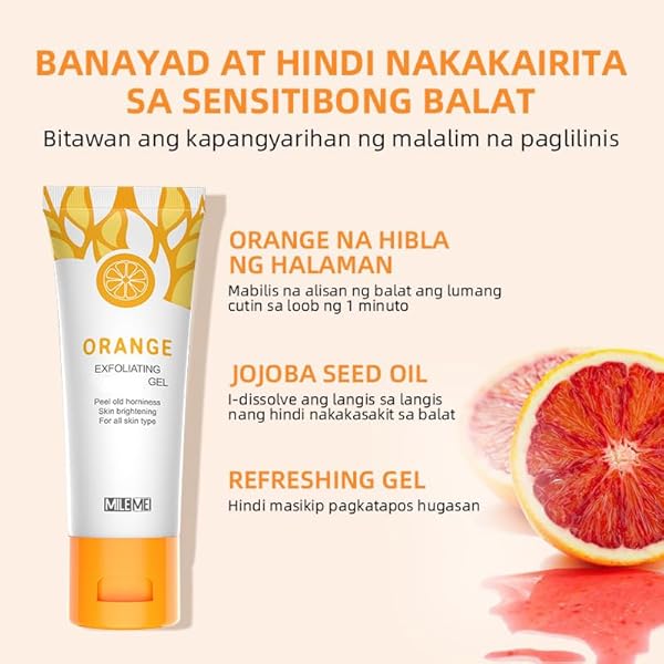 2 PCS ORANGE EXFOLIATING GEL, FACE AND BODY EXFOLIATING SCRUB GEL, DEEP CLEANSING MOISTURIZING FACIAL EXFOLIATOR.