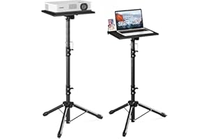 JSungo Projector Stand Heavy-Duty from 23.5" to 46.5" with Safety Latch, Adjustable Projector Tripod Stand with Gooseneck Phone Holder, Laptop Tripod Stand for Office, Home, Outdoor, DJ Racks