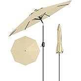 GarveeLife 10 ft Outdoor Patio Umbrella, Outdoor Table Umbrella, Market Umbrella with Push Button Tilt and Crank, 8 Sturdy Ribs UV Protection Waterproof for Garden, Deck, Backyard, Pool (Beige)