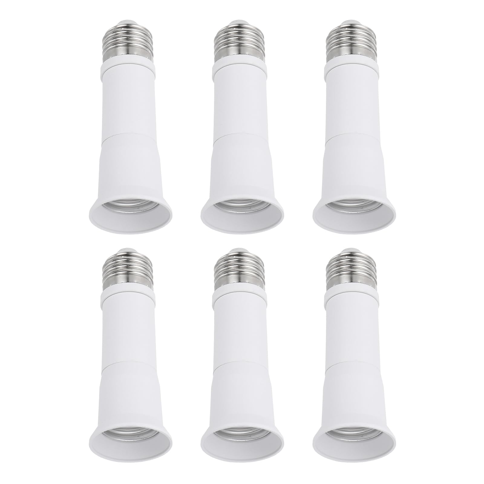PATIKIL 4.3 Inch E26/E27 Light Socket Extender, 6 Pcs Flexible Bulb Socket Extension Adjustable Bulb Extender Adapter for Medium Screw Base Home Lamps, White, Silver Tone