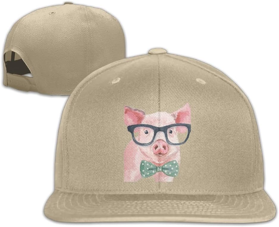 Aiguan Gentry Piggy Glasses Tie Flat Visor Baseball Cap Classic Snapback Hat - 8 Colors