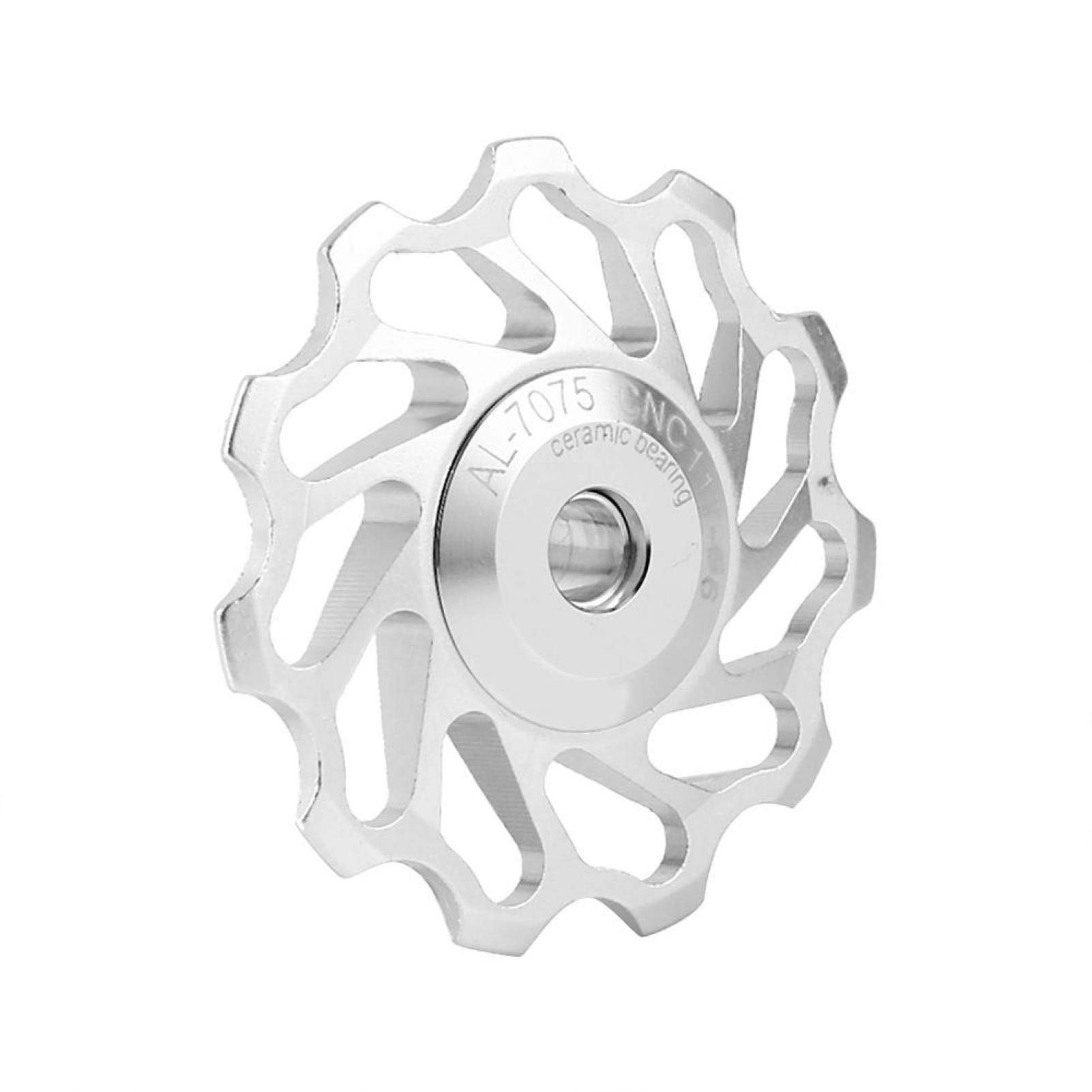 Alomejor Rear Derailleur Pulley Bike Wheel Pulley 2pcs Ceramic Pulley Rear Derailleur Guide Roller Part Wheels for Mountain Bike Road Bike(11T-Silver)