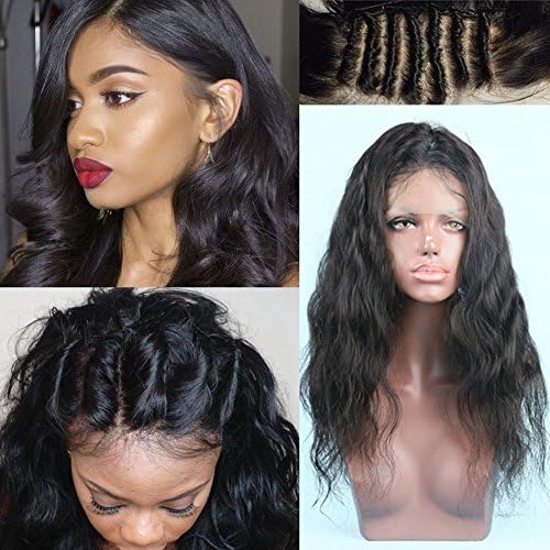 CLbuxi Hair Pre Plucked 360 Lace Frontal Brazilian Virgin Hair Body Wave Natural Hairline 360 Lace Frontal Closure with Baby Hair (14 inch,free Part)