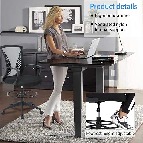 Drafting Chair Tall Office Chair Ergonomic Desk Chair Massage Mid