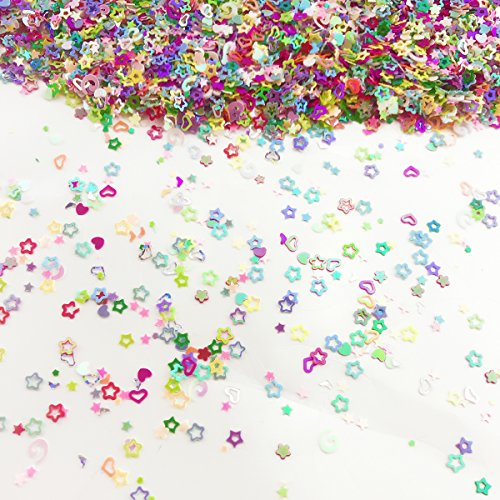 Amersumer 7.2oz/200g Multicolor Manicure Glitter Confetti,Mixed Shapes Size 2-4mm For Party Decoration,DIY Crafts,Premium Nail Art Etc
