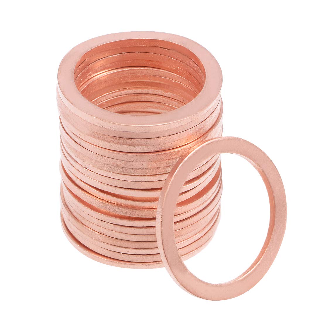 sourcing map 20Pcs 22mm x 28mm x 1.5mm Copper Flat Washer for Screw Bolt