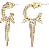 Obidos Gold Hoop Earrings -14K Gold Plated Statement Earrings - Spike Huggie Small Hoop Earrings for Women Boho Simple Hypoallergenic Earrings