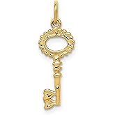 14k Yellow Gold Key Pendant for Women - Vintage Skeleton Key Charm in Delicate Design, Symbolic Jewelry for Love or New Beginnings, Lightweight Dainty Gold Necklace Accessory, Fine Jewelry Piece