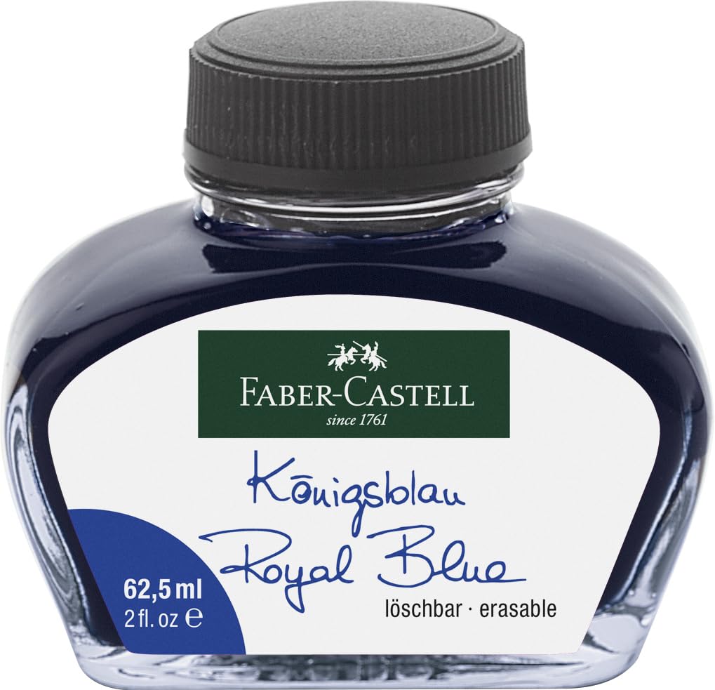 Faber-Castell 148701 Ink Glass for Writing Instruments with Converter, Royal Blue, 62.5 ml, Pack of 1