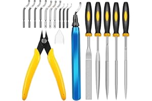 3D Print Deburring Tool Set with 11pc High Speed Steel Multipurpose Blades Removing Burr 5Pcs Needle File 1pc Micro Wire Cutt