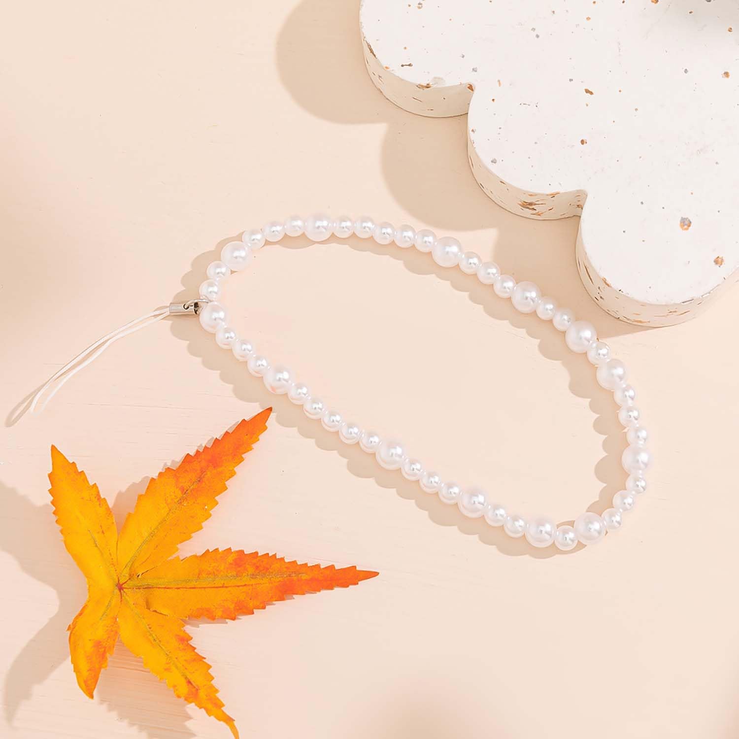 Beaded Phone Charm Lanyard Strap Girly Style Fixed Beads Pearl Lanyards