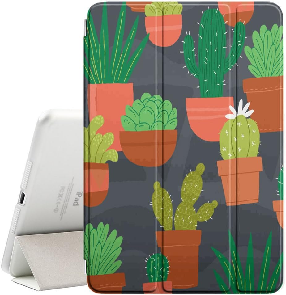 STPlus Cactus Flower Pattern Smart Cover with Back Case + Auto Sleep/Wake Funtion + Stand for Apple iPad Pro (10.5")