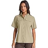 Womens Safari Hiking Sun Shirts Sun Protection Quick Dry Short Sleeve Button Shirts