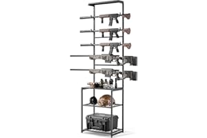 VEVOR Gun Rack, Floor Standing, Indoor Rifle Shotgun Rack Stand with Storage Shelf, for Wall Mount Gun Display Stand, Holds u