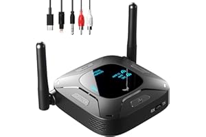 Aisidra Bluetooth Transmitter Receiver V5.0 for Audio, 2-in-1 AUX Adapter for TV/Car/PC/MP3 Player/Home Theater/Switch, Low Latency, Pairs 2 Devices Simultaneously