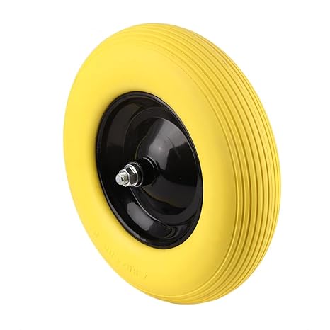 BigButterflyde Pannensicheres Schubkarrenrad,PU Vollgummi-Reifen 4.80/4.00-8 Ø 390mm Schubkarren Reifen Ersatzrad mit Achse (