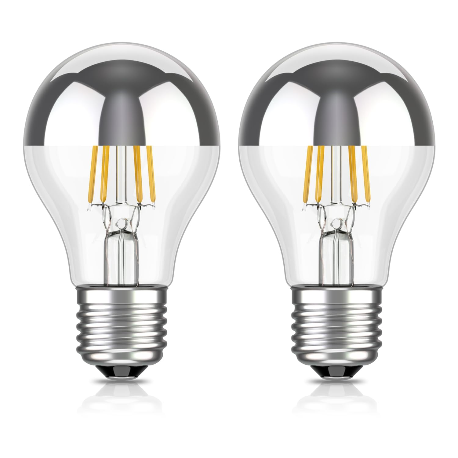 ledscom.de 2 Pieces LED E27 Head Mirror lamp A60 2700K Warm White 461lm 4,1W 230V - Silver Head Bulb - not dimmable — image 1