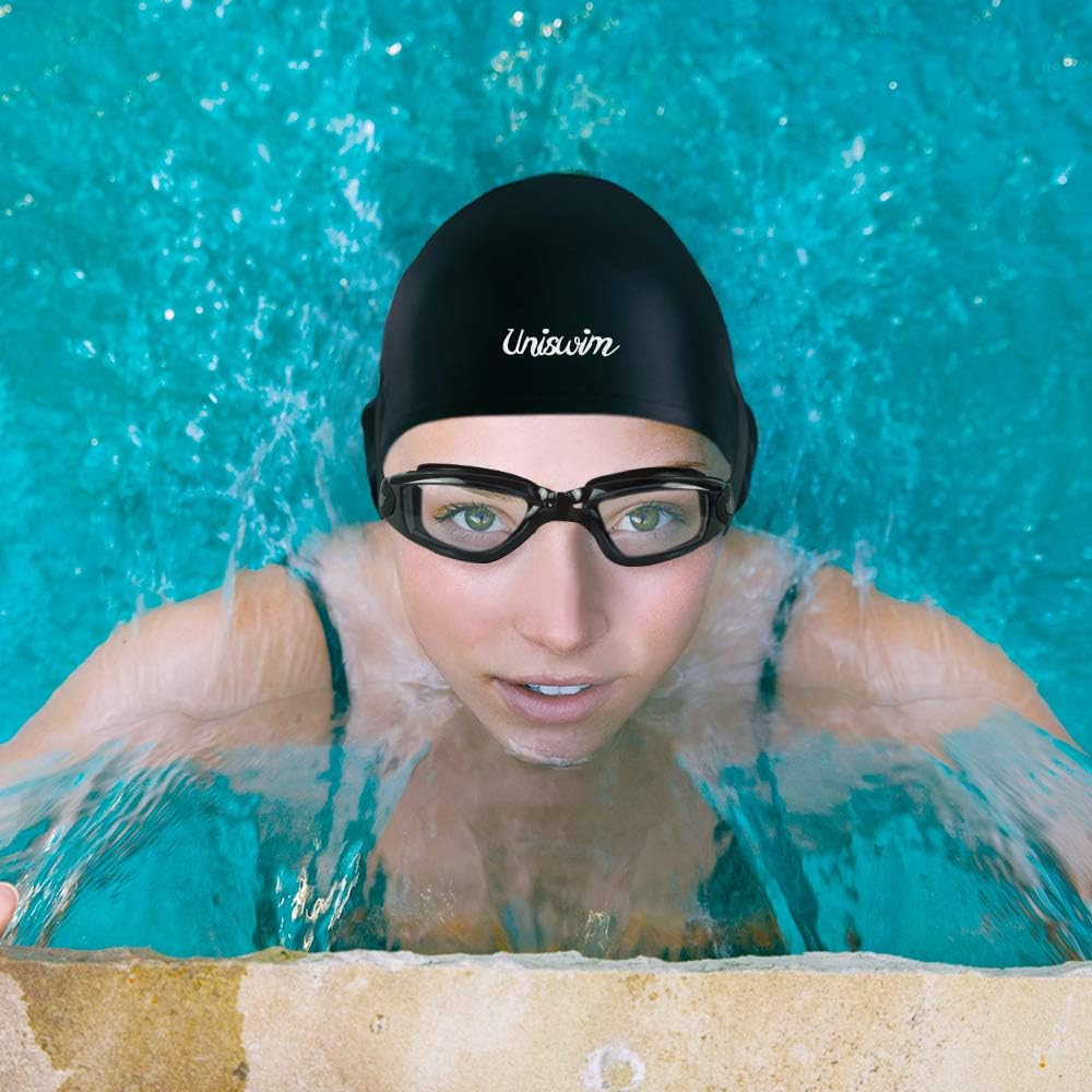 Uniswim Swimming Goggles Swim Cap Set Professional Swim Goggles for Women Men No Leaking Anti