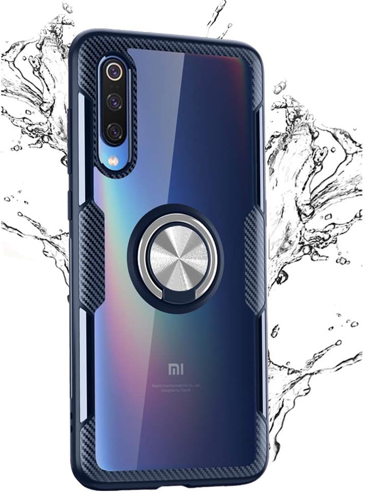 TOPOFU® for Xiaomi Mi Note 10 Pro Case,Transparent clear Anti-Scratch Shockproof PC+TPU Protective Case+ Foldable Holder for Xiaomi Mi Note 10 Pro,Blue