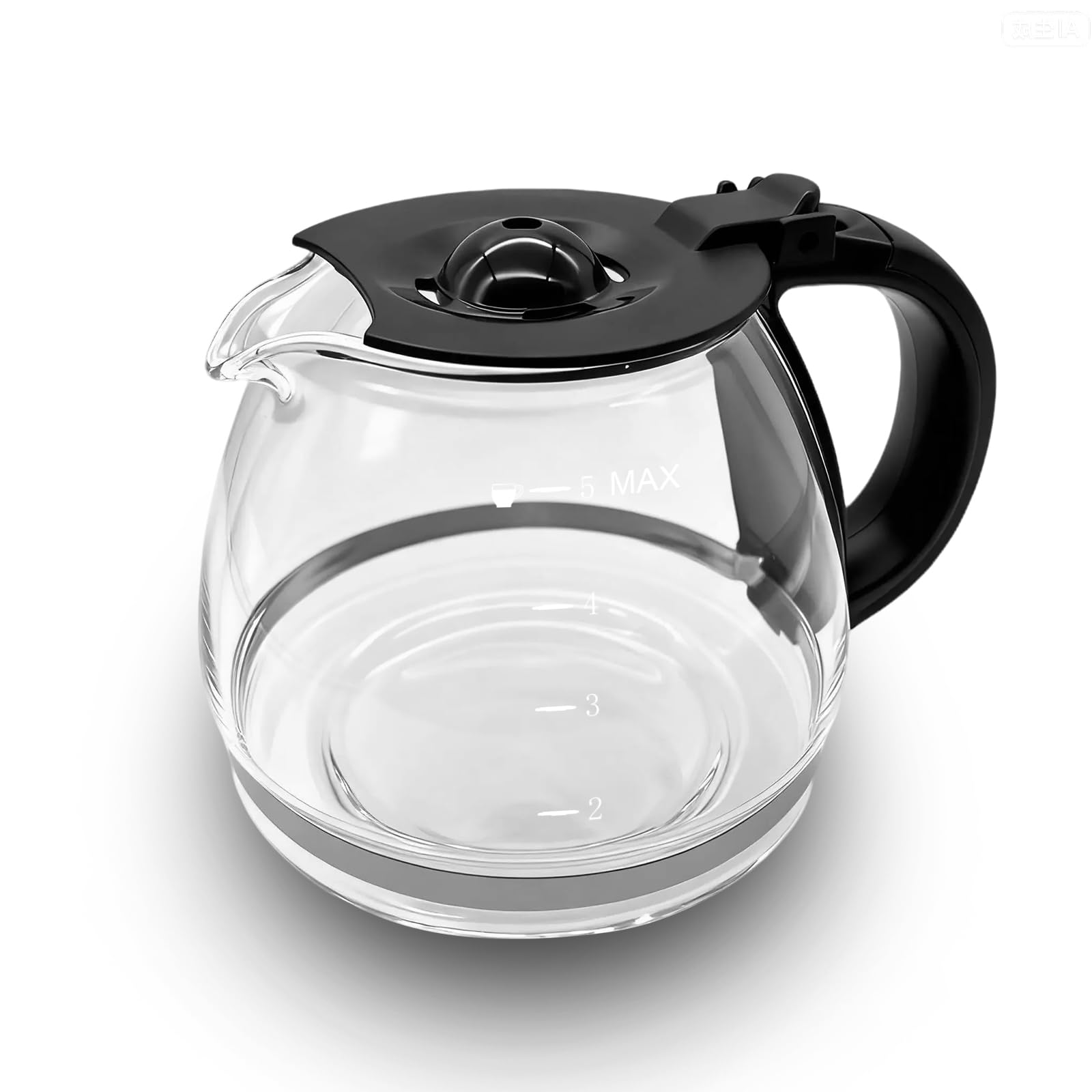 Photo 1 of 5 Cup Replacement Coffee Carafe, Fits Mr Coffee 5-cups Coffee Machines Model BVMC-PC05BL2, BVMC-SC05BL, Compatible with Gourmia GCM3510 5cups Coffee Maker, Black handle
