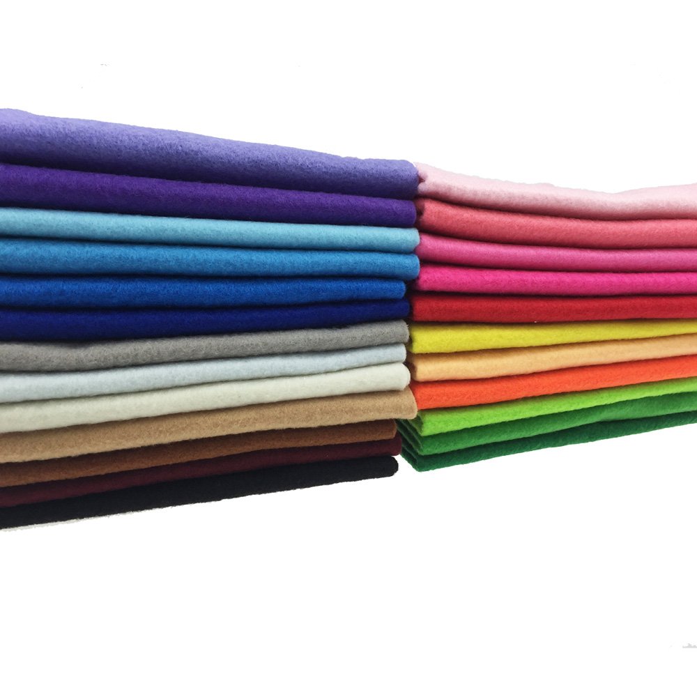 24pcs Thick 1.4mm Soft Felt Fabric Sheet Assorted Color Felt Pack DIY Craft Sewing Squares Nonwoven Patchwork (20 * 20cm)