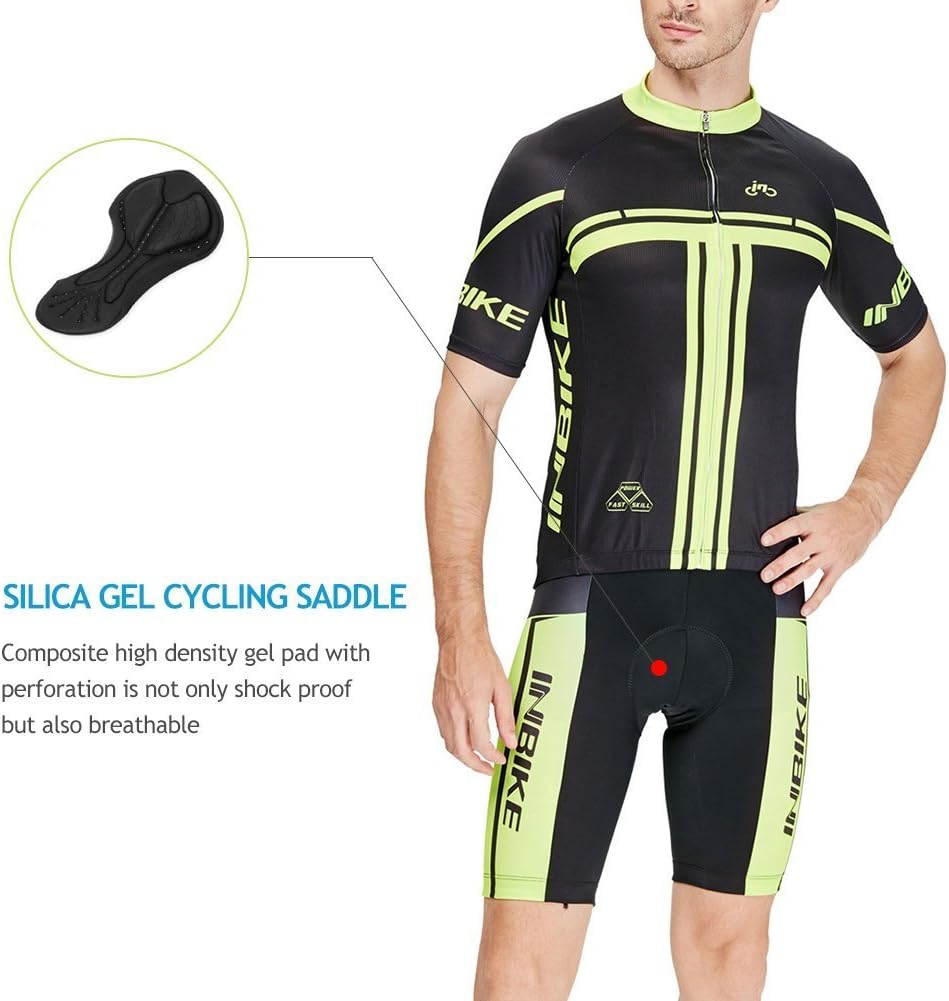 INBIKE Men's Cycling Jersey Set Short Sleeve Full Zip Moisture Wicking Breathable Quick-Dry, Bike Shirt with 3D Padded Shorts : Clothing