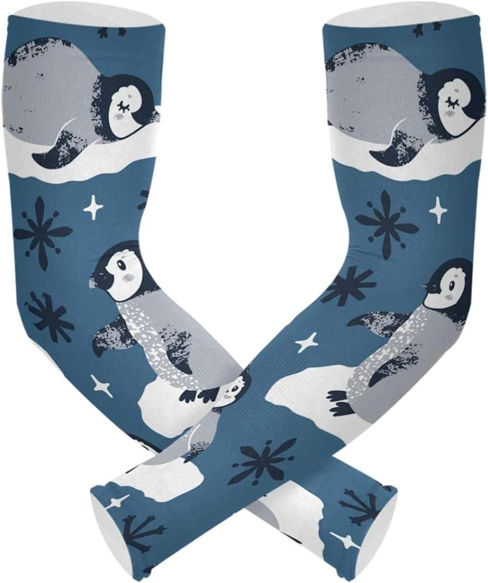 Cooling Arm Sleeves Uv Sun ProtectionCute Penguins Snowflakes
