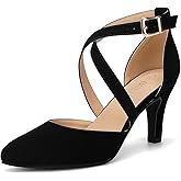 BUEUPU Women's 3In Closed Toe Heel Pumps Dress Shoes for Women