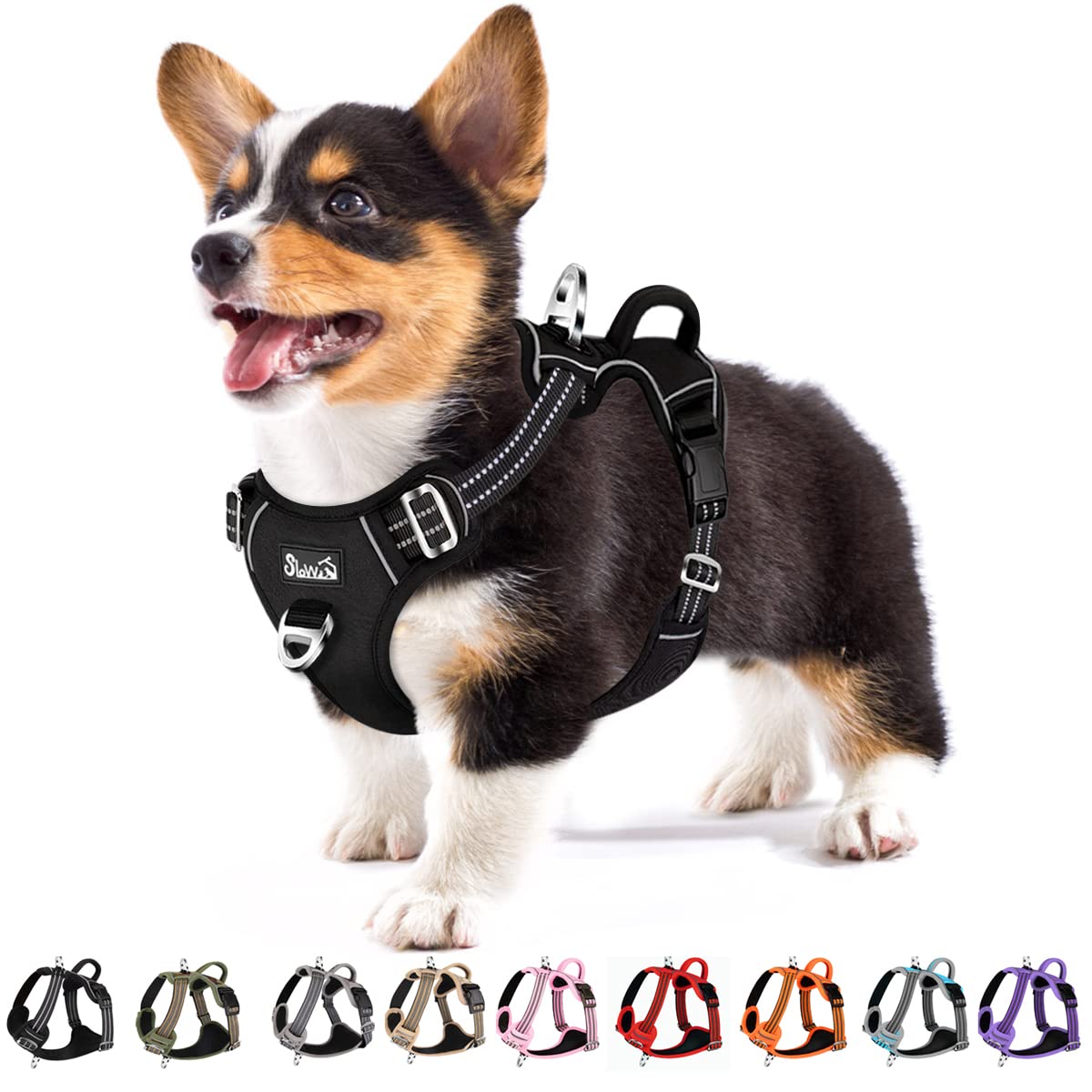 Eyein Dog Harness Small Dog, Anti Pull Adjustable Heavy Duty Pet Vest Harness with 2 Clips, Easy Control Escape Proof with Soft Padded Handle Reflective for Outdoor, S