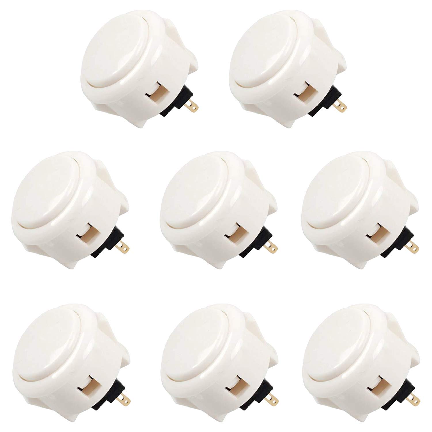 Photo 1 of Sanwa 8 pcs OBSF-30 Original Push Button 30mm - for Arcade Jamma Video Game & Arcade Joystick Games Console (White) S@NWA