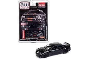 Diecast Model Car Compatible Auto World 1:64 2021 Dodge Charger SRT Hellcat Custom Black Limited Edition CP8085