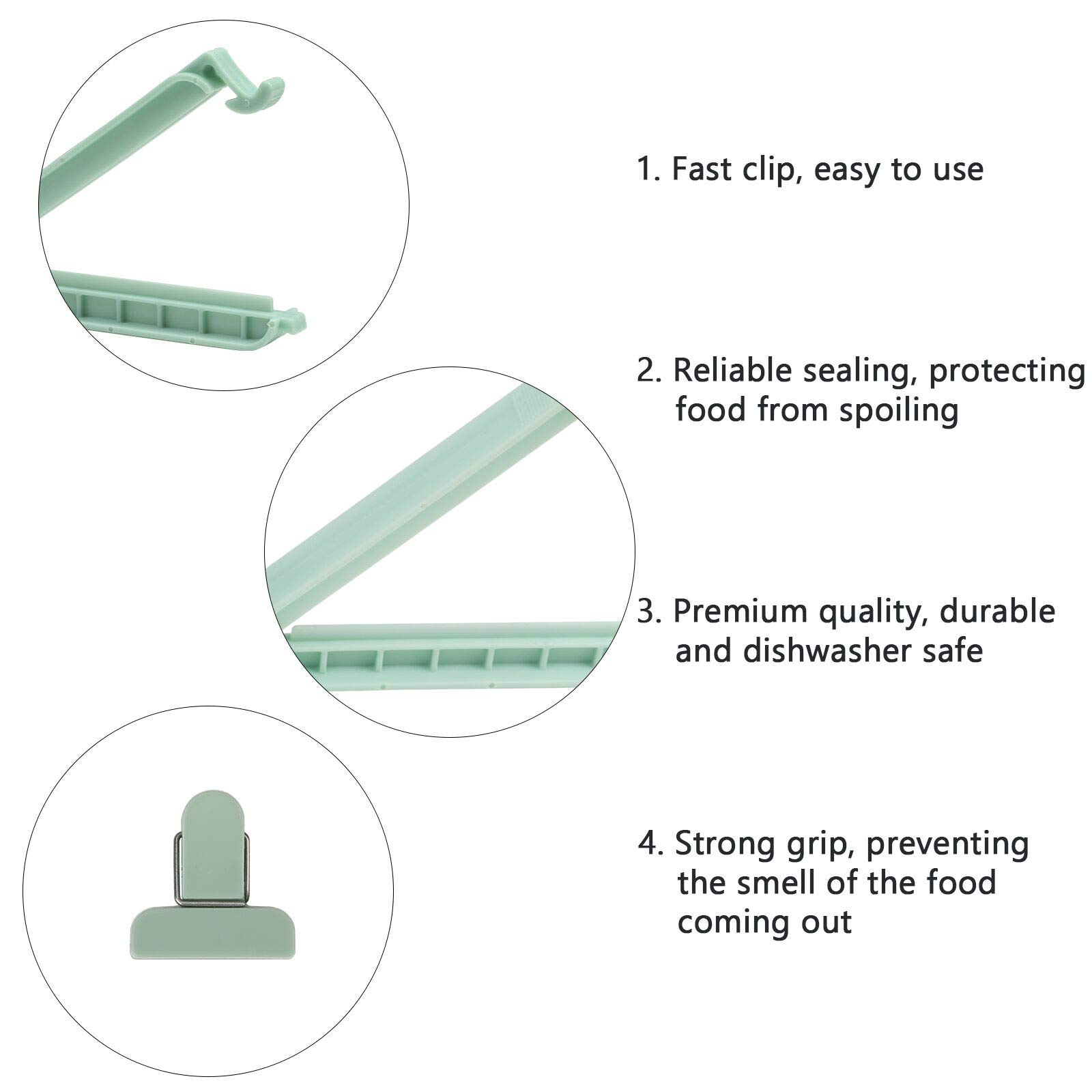 Matogle 48 Stücken Verschlussklammern Verschlussclips Beutelverschluß Klemmen Verschluss für Lebensmittel und Snacks, aus Kunststoff und luftdicht, in 3 Größen(Grün, Grau, Pink)