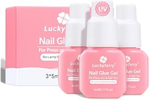 LUCKYFAIRY Gel Nail Glue for Press on Nails: No U V Lamp Need, Upgraded Air Fast-curing Super Strong Glue Gel Travel-Size 5ml for Nail Tips Fake Nails & Acrylic Long Lasting 3PCS