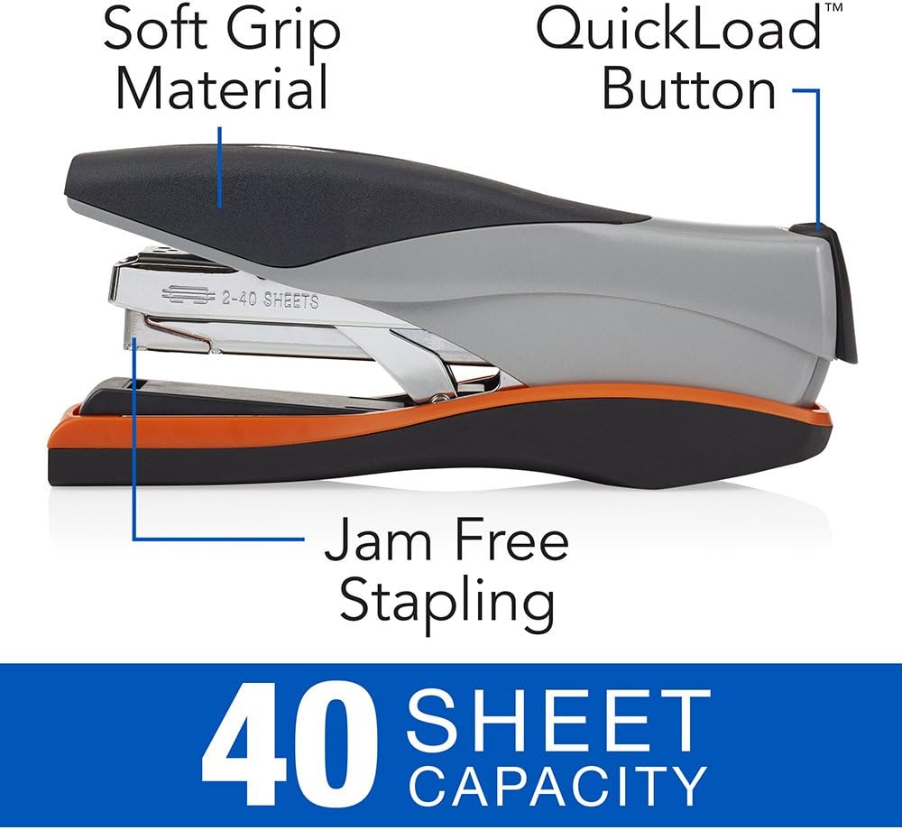 Swingline Stapler, Optima 40, Full Strip, Desktop Stapler, 40 Sheet Capacity, Reduced Effort Stapler for Office Desk Accessories and Home Office Supplies, Orange/Silver/Black, Full Size (87845) : Office Products