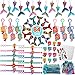 Qunan 84 Pcs Mermaid Party Favors Supplies Mermaid Tail Necklace Mermaid Bracelet Rings Hair Clip Sticker Gift Bag Mermaid Accessories Kit for Girls Mermaid Party Supplies
