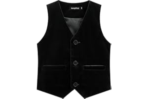 Spring&Gege Boys Girls Velvet Suit Vest Formal Dress Waistcoat with Pockets, Size 4-12 Years