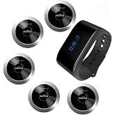 SINGCALL Wireless Restaurant Calling System, 5 Pagers &amp; 1 Watch Receiver | Waterproof Restaurant Pager System Call Waiter, Rechargeable Mobile Receiver, For Bank/Cafe/Hospital/Factory/Office