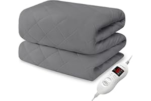 MATBEBY Heated Mattress Pad Twin Size, Electric Mattress Pad Cover w/Single Control 8 Heating Settings, Bed Warmer w/ 4 Auto Shut Off Settings, UL Certified, Deep Pocket, Machine Washable, Dark Grey