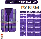 AYKRM Personalised Hi Vis Vest Class 2 Zipper Pockets EN20471 Purple view 4