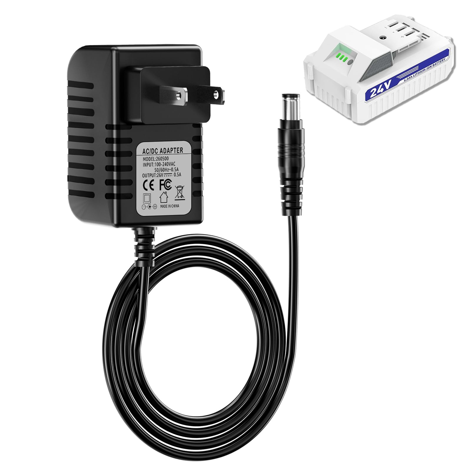 Photo 1 of 24V Quick Charger Fits for Snow Joe&Sun Joe 24V Lithium Lon Battery, Compatible with 24VCHRG-QC iON+Charger for iBAT24&24VBAT Series Batteries,iBAT24-XR,iBAT24-LT,24VBAT-XR,24VBAT-LT AC Adapter ?