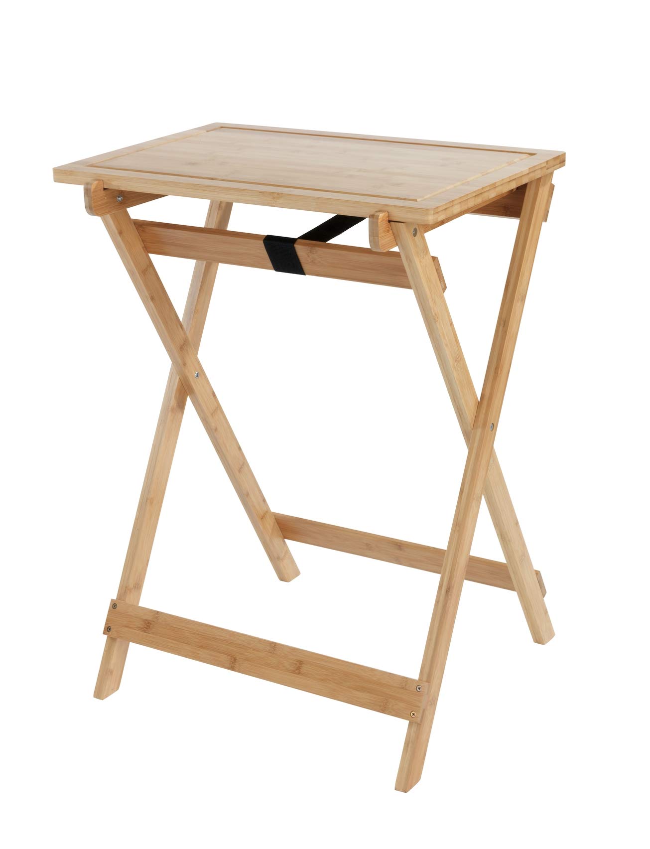 WENKO Lugo Folding Table with Removable Tray, Practical Table for Kitchen, Living Room, Balcony and Patio, Foldable, Made of Real Bamboo, 60 x 79 x 52 cm, Natural