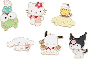 LOKDRA 6 Pcs Anime Brooch Pins Kitty Enamel Pins for Backpacks Clothing Jackets Hats Kawaii Cartoon Cat Dog Decoration Gifts
