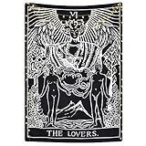 Tarot Cards Tapestry The Lovers Tapestry, Lovers Stand Under The Tree Tapestry Black Tapestry Medieval Europe Divination Tapestry for Room