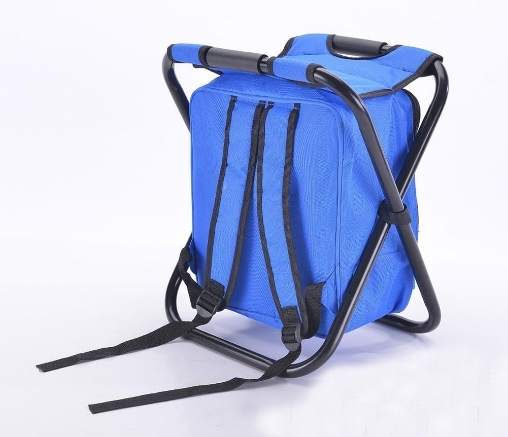 Nadalan Outdoor Folding Chairs Fishing Backpack Chair,Portable Camping Stool,Foldable Chair with Double Layer Oxford Fabric Cooler Bag for Fishing,Beach,Camping,House and Outing (Blue) - Image 4