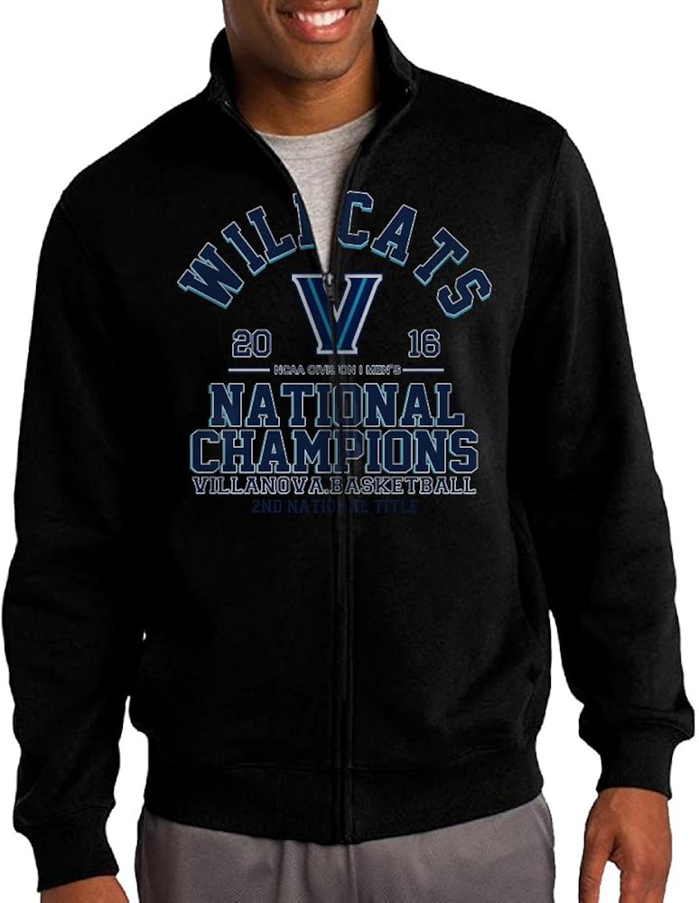 Men Villanova Wildcats 2016 Men's Basketball Champions Zip-up Jacket Hooded Sweatshirt Black